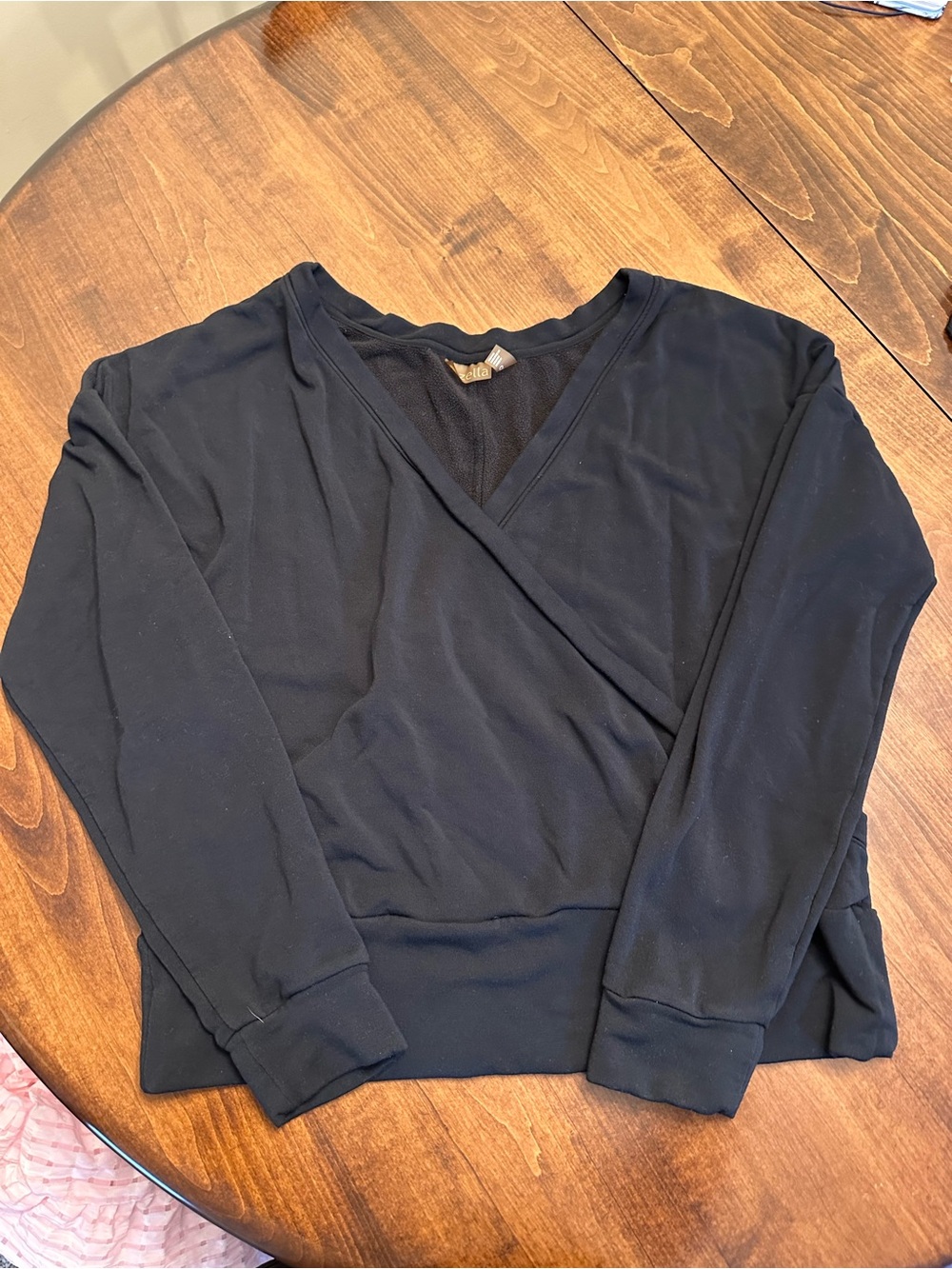 Zella Black Wrap-Front Long Sleeve Top